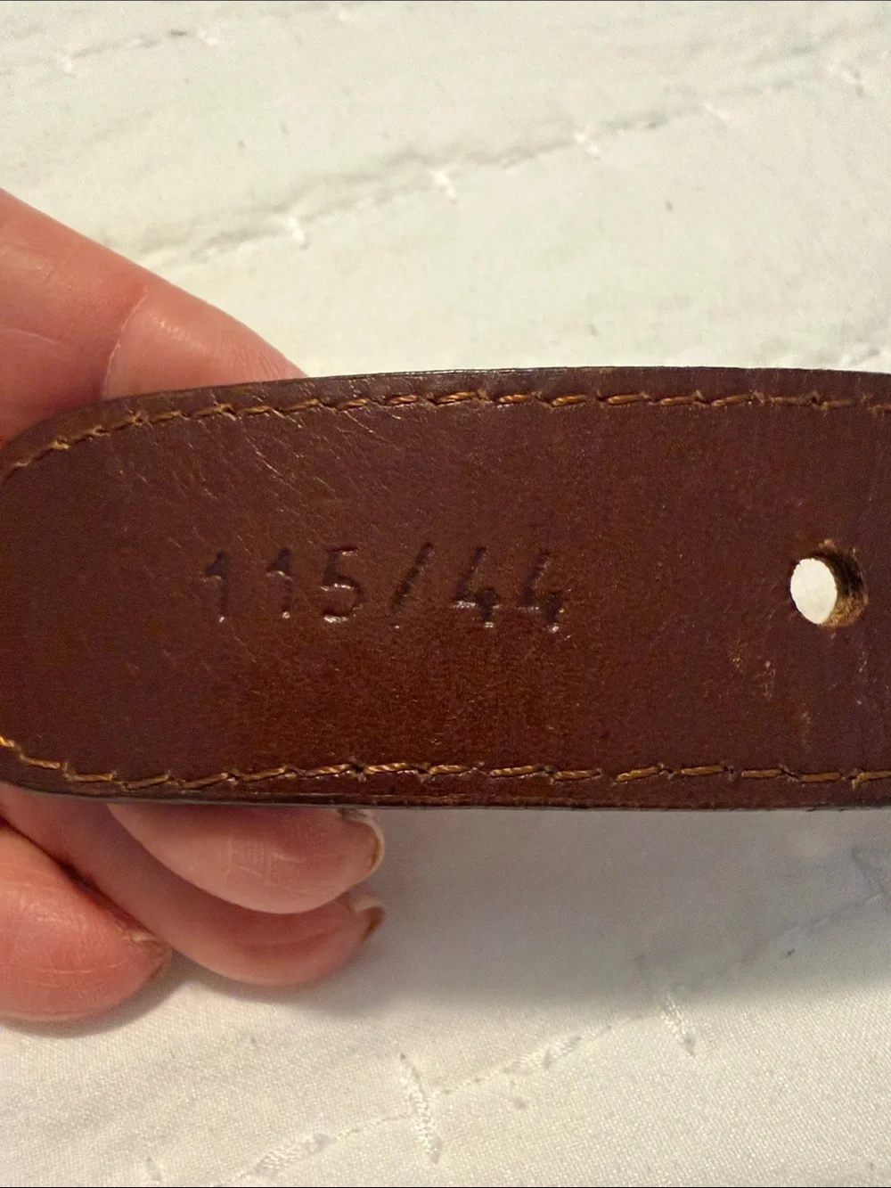Braided Blue Fabric Belt with Brown Croc-Texture Leather Trim